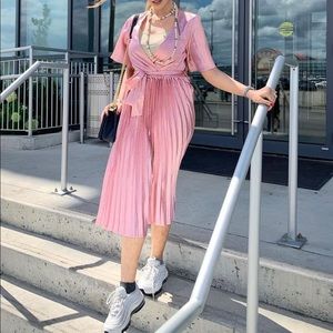 Satin pleated Midi dress